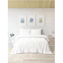 Modern Twist 3 Parça Çift Kişilik Battaniye Seti Kutulu 220x240 Kemik Beyaz