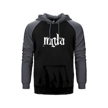 Mgla Logo Gri Renk Reglan Kol Kapşonlu Sweatshirt Gri