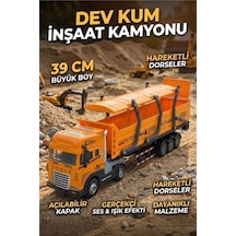 39 Cm Büyük Boy Sesli Işıklı İnşaat Kamyonu - Hareketli Damperli Oyuncak Tır İş Makinesi