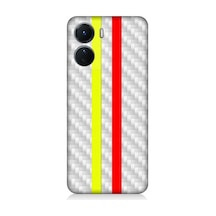 Vivo V16 Uyumlu Sarı Kırmızı Metal Motif Desenli Silikon Kılıf