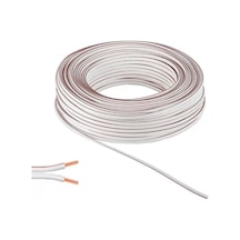 2x0,75 Mm Kordon Kablo Beyaz Cca Yassı İkiz Hoparlör Kablosu 100 Metre