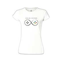Play And Die Beyaz Kadın Tshirt 001