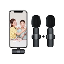 Kablosuz Wireless Lavaller Type-c 2 Yaka Mikrofonlu Mikrofon Kristal Netlikte Ses, Uzun Menzil, Taşınabilir, Yüksek Performans-1113