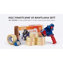 Şeylişeyler - Koli Bandı Seti 6 Adet 45 Mm X 100 M Hotmelt Şeffaf Koli Bandı Ve 1 Adet Koli Bant Kesme Makinesi Seti Diğer