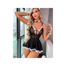 Mentra Online Şık Fiyonklu Tüllü Dantelli Hizmetçi Babydoll Gecelik Asorti