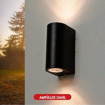 5 Adet Beyaz Işık Siyah Kasa Çift Yönlü Dekoratif Iç Ve Dış Mekan Duvar Apliği Siyah