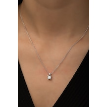 Swarovski Tektaş Kolye Rodyum Kaplama 925 Ayar Gümüş - Suvps00003