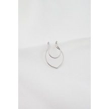 Kadın Sıkıştırmalı Çelik Kıkırdak Küpe - Gümüş