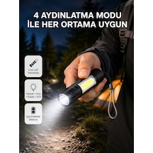 Ultra Dayanıklı 4 Mod Şarjlı Işıldak Suya Ve Darbeye Dayanıklı 100.000 Saat Led Ömrü Çokrenkli