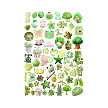 65 Adet Juminocore Yeşil Cottagecore Temalı Sticker Seti - Etiket Seti Scrapbook Bullet Journal