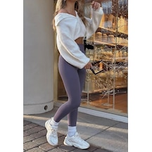 Madmext Lila Yüksek Bel Kadın Tayt Mg2230 Lila