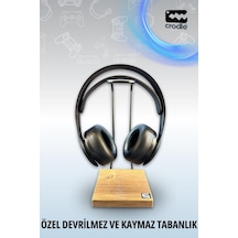 Ceviz Ahşap Ve Siyah Metal Gaming Kulaklık Dikey Standı