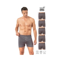 Özkan Underwear Özkan 0041 5'li Paket Erkek %100 Pamuklu Şardonlu Klasik Rahat Kesim Havlu Bel Süprem Penye Boxer Antrasit