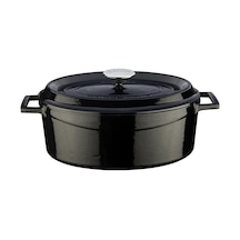 Signature Emailierten Dökme Demir Oval Dutch Oven 4 1/4 Quart, Obsidian Siyah, Dökme Demir, Siyah, 5 Quart Diğer