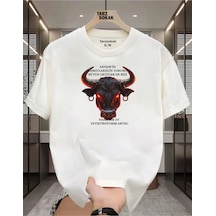 Flood Of Style Unisex Komik Annemin Öküz Damadı T-shirt Beyaz