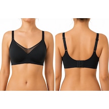 Fk Lingerie Art: 1250 Dikişsiz Lazer Kesim Tül Detaylı Pedli Ve Balensiz Konfor Sütyen Siyah