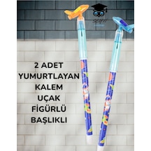 2 Adet Yumurtlayan Kalem Uçak Figürlü Başlıklı Çok Renkli