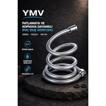 Ymv Pvc Duş Hortumu 150 Cm Patlamaz Kırılmaz Esnek Sızdırmaz Yüksek Basınçlı Banyo Hortumu Gri - Gümüş