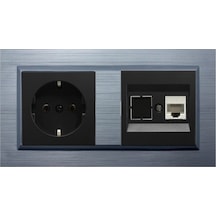Ovivo Quantum Gümüş 2'li Set Topraklı Priz Ve Telefon Nümeris Cat3 Set