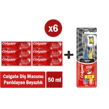 Colgate Optic White Parıldayan Beyazlık 50 Ml X 6 Adet + Zig Zag Charcoal 1+1 Orta Sert Diş Fırçası Beyazlık