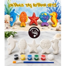 Okyanus Taş Boyama Seti 5 Taş Obje + 6 Renk Boya + 1 Fırça