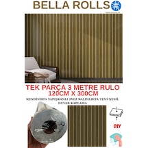 120cmx300cm Tek Parça Yapışkanlı Rulo Gold Çizgili Düz Parlak Duvar Paneli Kağıdı Taksim Qm0133