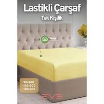 Eve Tekstil Fitted Yüksek Kaliteli Penye Kumaş Tek Kişilik Lastikli Çarşaf Sarı
