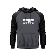 Wanted White Gri Renk Reglan Kol Sweatshirt Kapşonlu