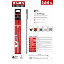 Sara S-719 Sds Plus Matkap Ucu 5 X 160 Mm, 2 Kesicili, Tungsten Karbür Uçlu