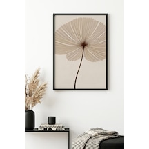 Doğal Ahşap Çerçeveli Minimal Yaprak Desenli Tablo - Pastel Huhu1321