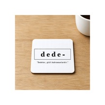 Dede Baskılı 9x9 Cm Kare Mdf Bardak Altlığı - Dedeye Hediye Ahşap Çok Renkli