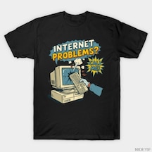 Flood Of Style İnternet Sorunları Bana Arayın Komik Bt Mizah Retro Bilgisayar Tişörtü Erkekler Kadınlar Çok Renkli