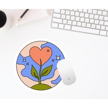 Kalpli Çiçek Baskılı Yuvarlak Mouse Pad