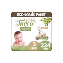 Baby Turco Doğadan Bebek Bezi 3 Numara Midi Ekonomik Paket 224 Adet