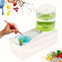 1pc Kalemlik, Temizlenmesi Kolay - Sanatçılar İçin Otomatik Su Değiştiren Fırça Temizleme Makinesi, Yeşil