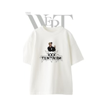 Thewert Xxxtentacion 2 Tasarım Baskılı Ünisex Beyaz Oversize T-shirt