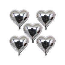 Parti Aksesuar Kalp Şekilli Gümüş Renk Folyo Balon 45 Cm 5 Adet 001