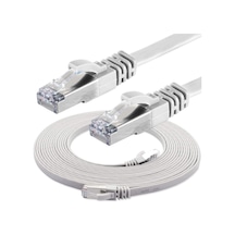 Cat7 Yassı Ftp Ethernet Network Lan İnternet Kablosu, Beyaz 2 Metre Standart