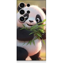 Samsung Galaxy S24 Ultra Uyumlu Sevimli Panda Ve Bambu Desenli Silikon Kılıf