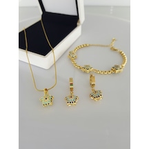 14 Ayar Rengi Nazar Gold Çelik Takı Set Gümüş - Rose Gold