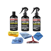 Mertox Oto Temizlik ve Bakım Seti Oto Şampuanı+motor+lastik 3x500