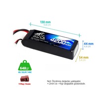 Leopard Power 4200 mAh 22.2V 6S 40C Lityum Polimer Lipo Batarya Pil T Plug