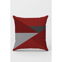 Kırmızı Geometrik Çift Taraflı Yastık Kırlent Kılıfı Krl1122n11
