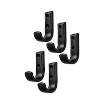 Metal Duvar Askısı, J Tipi, 5x3x1.8 Cm, Montaj Vidaları Dahil, 5 Adet, Renk Seçenekleri Siyah Diğer