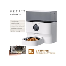 Petfit Catmax Pro 5l Wi-fi Kameralı Akıllı Otomatik Kedi Köpek Mama Kabı Besleme Ünitesi Sesli Komut+çelik Kase+app Kontrol