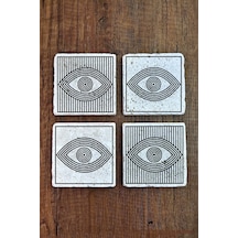 Doğal Taş Bardak Altlığı - 4lü Set - Eye Göz Bardak Altlığı Çok Renkli