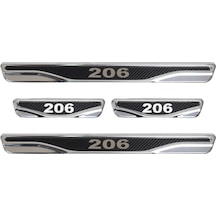 Peugeot 206 Uyumlu Kapı Eşiği Karbon Krom 4 Parça
