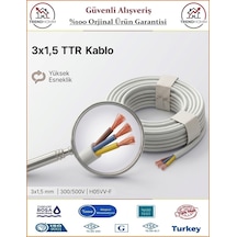 Trendhomm 3x1,5 Ttr Elektrik Kablosu - Uzatma Ara Kablo - 15 Metre