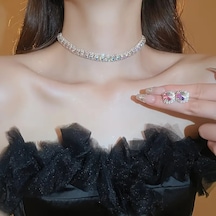 Kristal Kolye & S925 Gümüş Çivili Küpe Çok Renkli