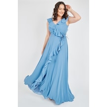 Ladies First Ladıes Fırst Büyük Beden 3507 Indigo Uzun Abiye Elbise